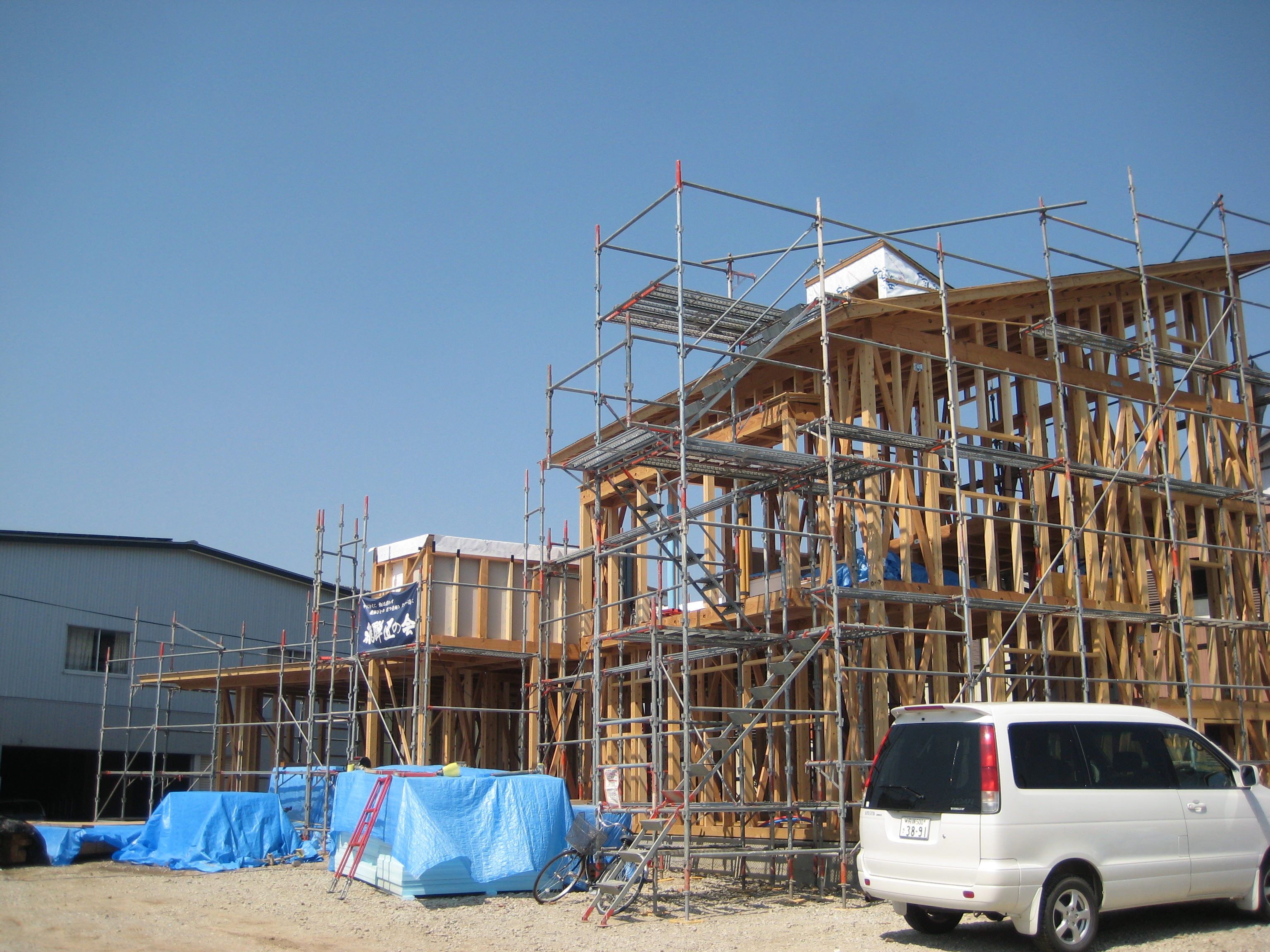 岐阜県養老町「下笠の家」木造２階建　2世帯 現場