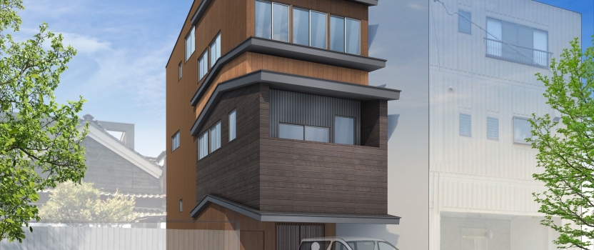 岐阜県岐阜市「東材木の家」鉄骨３階建　スキップフロア　狭小敷地　工事が開始します